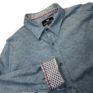 Butter Cloth Button Up Shirt Mens 3XL Big Tall Stretch Soft‎ Feel Blue Solid